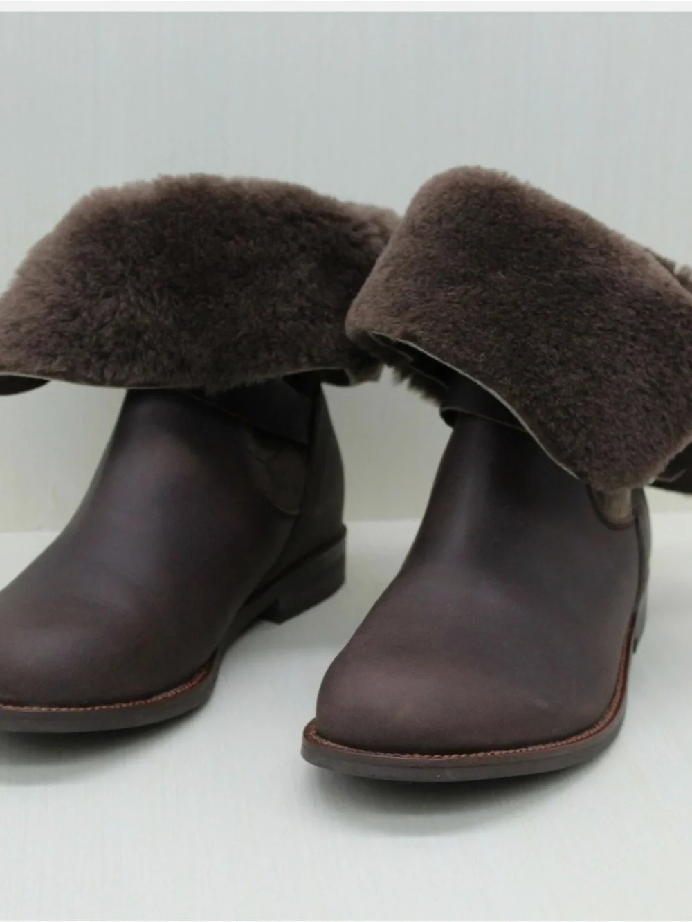 Emu Brown Shearling Cuff Buckle Ankle Boots